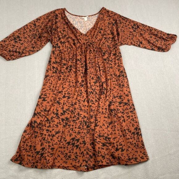 Ava & Viv Women's size XXL Brown Pattern Textured Dress plus,Pockets,V-Neck - Picture 1 of 14